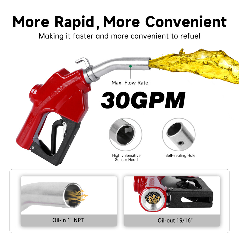 1 inch NPT Automatic Fuel Nozzle Auto Shut-Off Fueling Nozzle with Swivel Joint