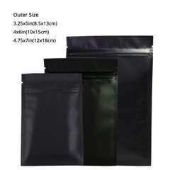 Assorted Size Frosted Clear Front Matte Black Back Foil Mylar Zip Lock Bag B01
