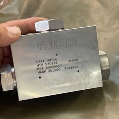 BuTech CAT# 30T16. 30,000 PSI