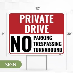2PC Private Driveway No Turnaround Sign with Stake, 12 Inches by 9 Inches – C…