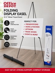 Office Depot Metal Display Easel 61.5 Folding Tripod Presentation Sign Stand NEW
