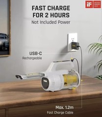 Fanttik V9 Cordless Handheld Vacuum, Bagless HEPA, Tools, White 0.12L