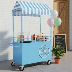 Candy Cart with Lockable Wheels Mobile Food Display Stand Dessert Cart W/ Canopy