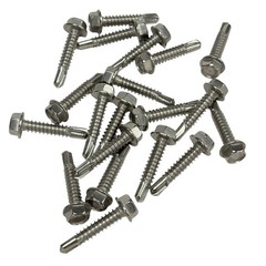 20 pcs Self Drilling TEK Screws 1/4 in x 1-1/4 in Hex Head Stainless Steel