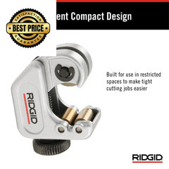 RIDGID 32975 Model 103 Close Quarters Compact Tubing Cutter for Small, Silver