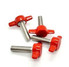 5/16″ Thumb Screw Bolts with Red Butterfly Tee Wing Knob 1 1/2″ Plastic Cap SS