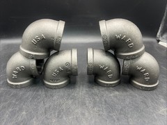 Lot of 6-WARD 1-1/4″ 150 lb Threaded 90-Degree Elbow Black Iron BMI Pipe Fitting