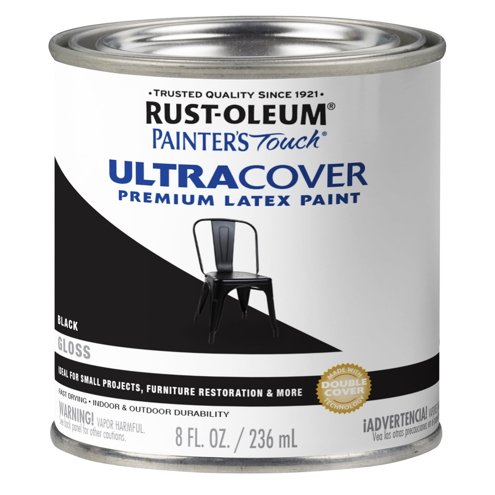 Rust-Oleum 1979730 Painter’s Touch Latex 8 Fl Oz (Pack of 1), Gloss Black