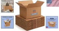 Durable 12″L x 8″W x 6″H Corrugated Boxes – 65 lbs Support, Eco-Friendly 25-Pack