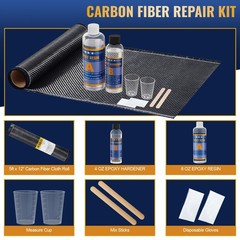 Carbon Fiber Repair Kit 5FT 12″ Cloth Roll 8OZ Resin 4OZ Hardener Fibra de