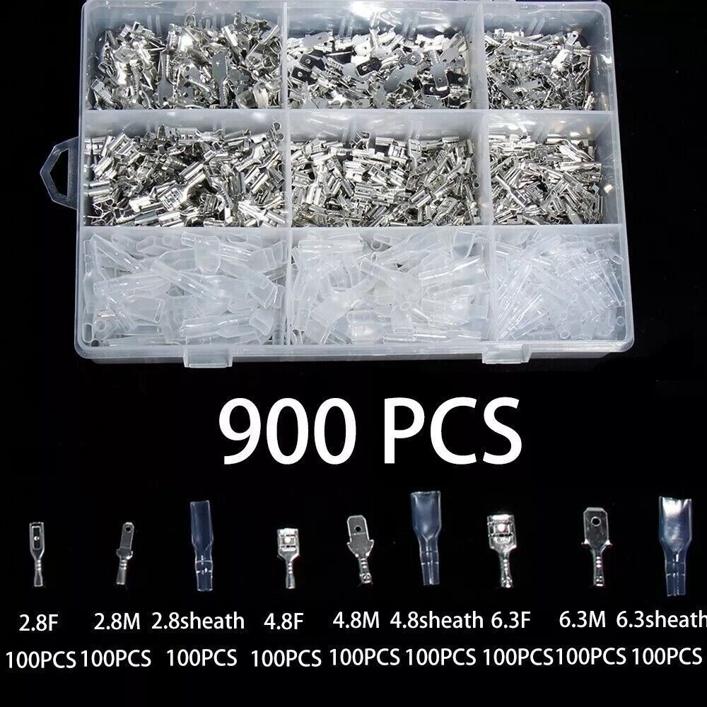 1000X Assortment Male Female Spade Crimp Terminal Electrical Wire Connectors Kit