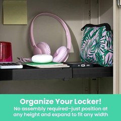 LockerMate Adjust-A-Shelf Locker Shelf for School Organization, 1 Pack, Black