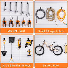 24 Pack Heavy Duty Slatwall Hooks, Black Garage Slatwall Panel Accessories Utili