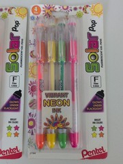 PENTEL SOLAR POP Neon PEN 27164 Fine line 0.6mm 2 packs Green Orange Pink Yellow