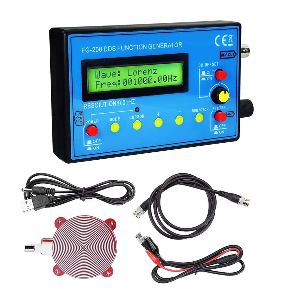 Signal Generator DDS 0.01Hz-500kHz LCD Display 15 Waveforms for Electronics Lab