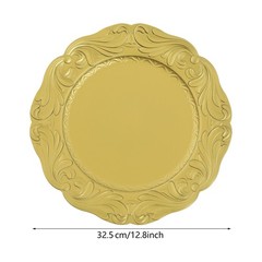 100 Pack Gold Plastic Charger Plates, 12.8 Inch, Spray Painted, for Wedding Part