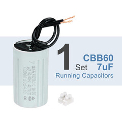 CBB60 7Uf Running Capacitors, AC 450V 2 Wires 50/60Hz Cylinder 60X35Mm