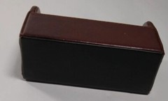 Desk Set 3 Piece ? FAUX LEATHER brown pen note pencil business card holders READ