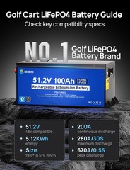 48V 100Ah Lithium LiFePO4 Battery with 18A Charger Golf Cart, Trolling Motor RV