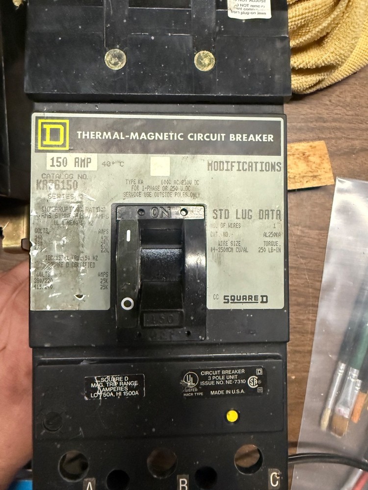 Square D KA36150 3-Pole 150A 600V 3-Phase Circuit Breaker