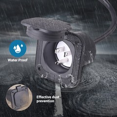 15A 125V AC Port Plug 14AWG Flanged Power Inlet Plug 18″ Extension Cord Boat RV