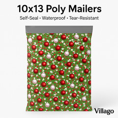 Christmas Poly Mailers 10×13 Self-Seal Shipping Bags, Waterproof & TearResistant