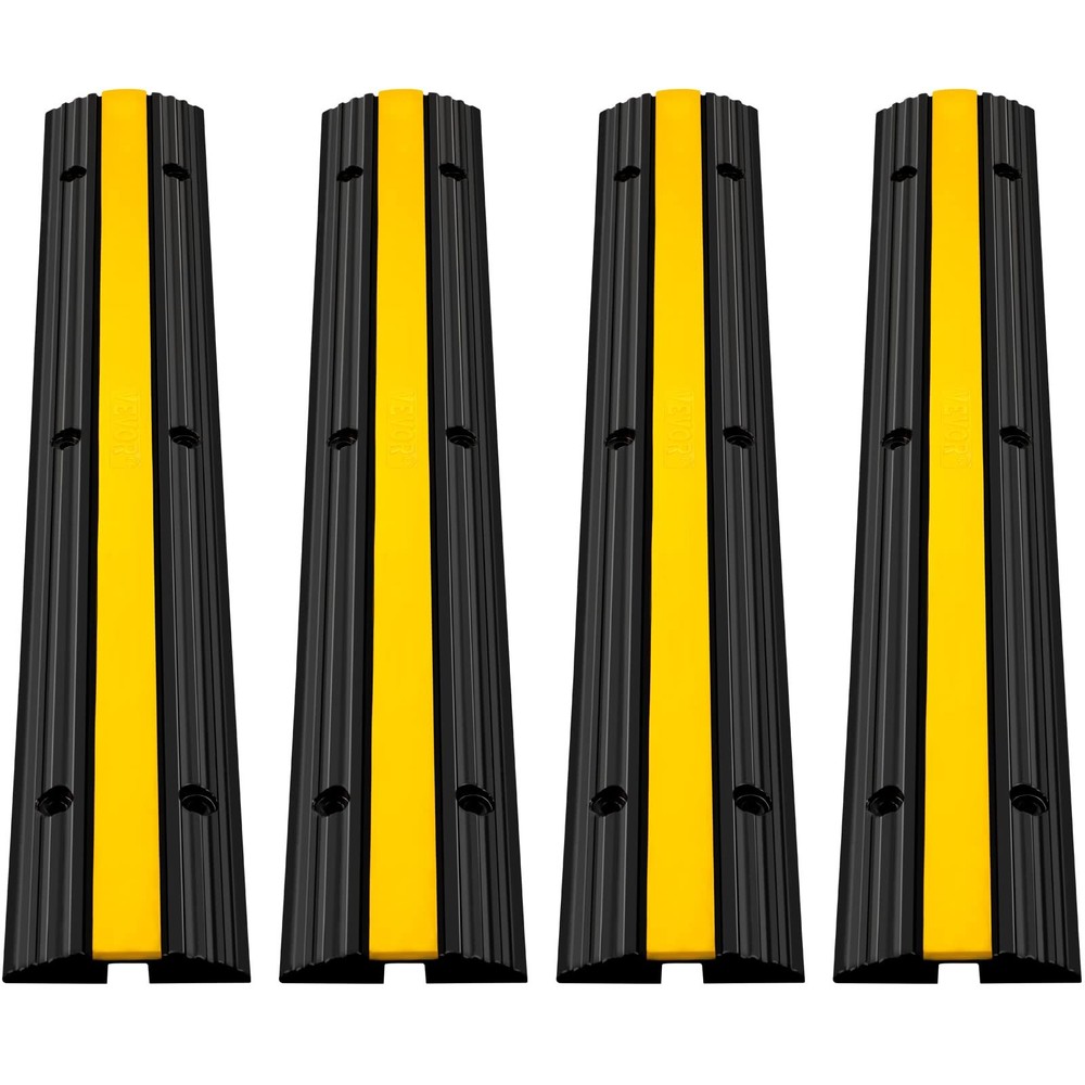 VEVOR 4PCS 1 Channel Speed Bumps Wire Hose 22000lbs Cable Protector Ramp