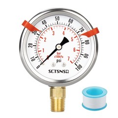 SCTSNSR 0 to 100 Psi Pressure Gauge, Glycerin Liquid Filled, 2.5 0-100 PSI