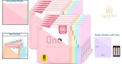 Multicolor 96 Count 8-Tab Plastic Binder Dividers with Pocket for LetterSize