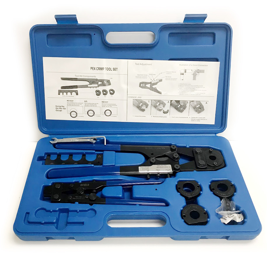 PEX Crimp Crimper Tool Kit with Decrimper for Pex Pipe 3/8″, 1/2″, 5/8″ & 3/4″