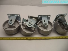 QTY=4: Steel Wheel Caster 2 Locking 6-3/8″ H X 5″ OD X 2″ W Plate 4″W X 4-1/2″ L