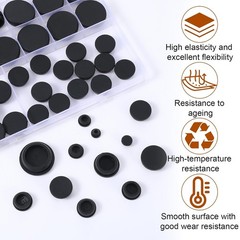 125PCS Rubber Plugs for Round Holes, Premium Black Rubber Hole Plugs, Various…