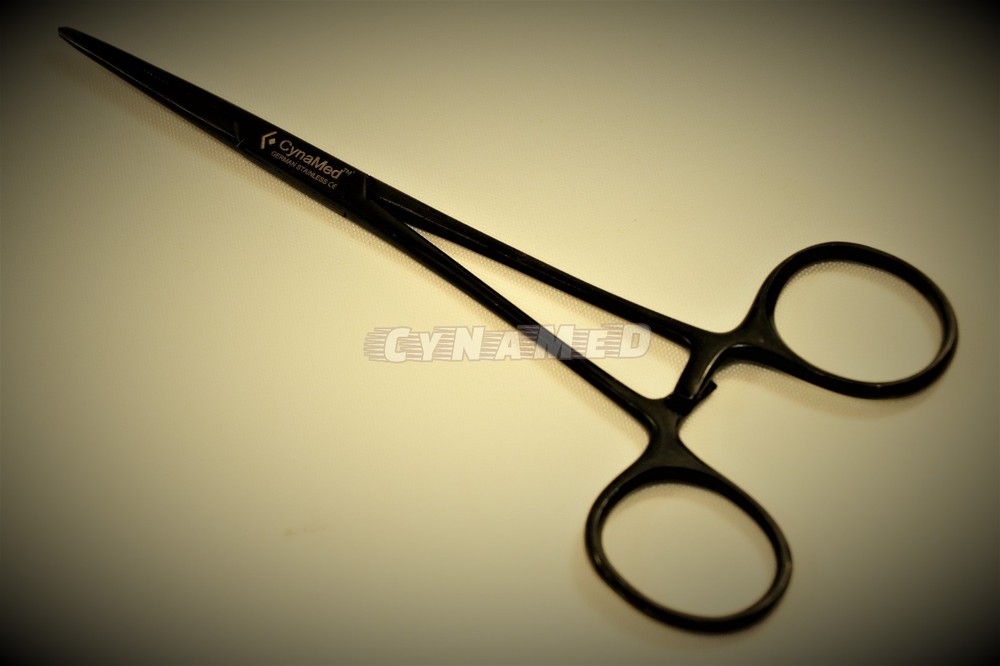 PREMIUM Kelly Hemostat Forceps 5.5″ STRAIGHT Black Fluoride Coated GERMAN