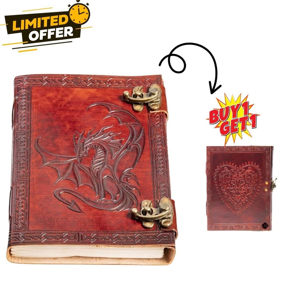 Handmade Leather Sketchbook 5×7–200 Unlined Pages, Rustic Travel Journal, B1 G1