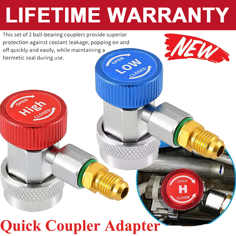 1/4″ A/C R134A Quick Coupler Adapter Manifold Connector Sae Hvac High & Low Side