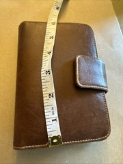 Rosetti Brown Faux Leather 6-Ring Pocket Planner Organizer Wallet 6”x4” No Box ￼
