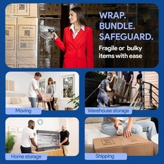 Versatile 18″ Plastic Stretch Film – 1200 ft, 500% Stretch for Storage & Moving