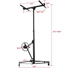 FOREOCELIV 11ft Drywall Lift Panel Hoist Jack Lifter 150 lbs Ceiling Wall Black