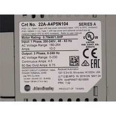 22A-A4P5N104 AB PowerFlex 4- 0.75 KW (1 HP) AC Drive GQ US Free Tax