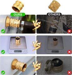 UNWAVER Garden Hose Female to Female Adapter,3/4″ GHT Heavy Duty Brass Double Fe