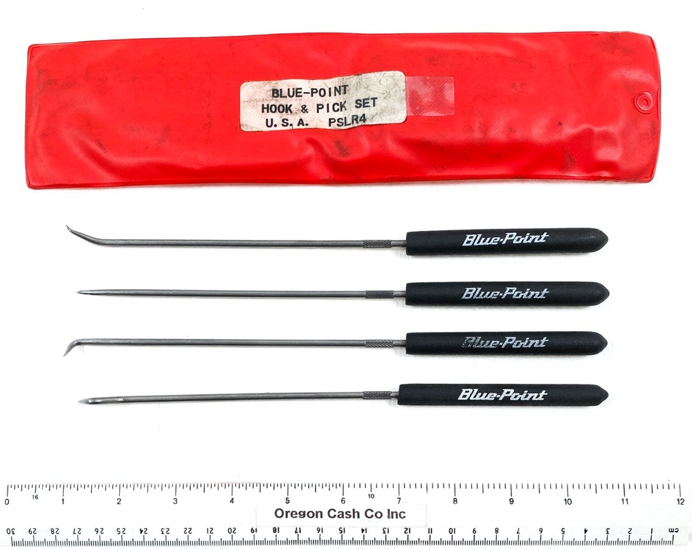 BLUE POINT TOOLS USA Long Hook & Pick Set 4 Piece PSLR4 Black Rubber Handles