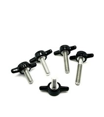 M5 x .8mm Thumb Screw Bolts with Black Butterfly Tee Wing Knob 12-30mm Stainless