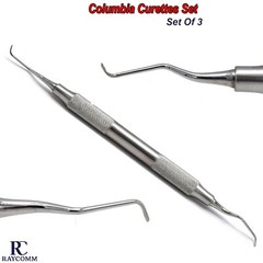 Set Of 3 Curette Columbia University Periodontal Scalers Dental Instruments CE