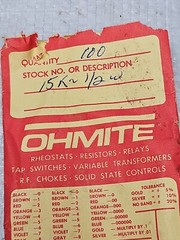 OHMITE CARBON FILM RESISTORS 15K OHMS 1/2 W 5% (100PCS) NIB
