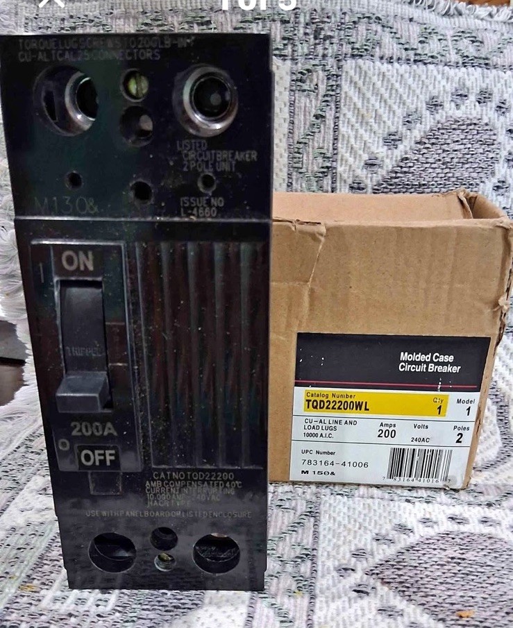 N/B GE TQD22200WL Circuit Breaker 2 Pole, 200A, 4 Lugs