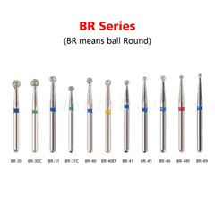 50 pcs Dental Turbine Diamond Burs For High Speed Handpiece Friction Grip Burs