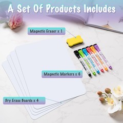 4Pack Magnetic Dry Erase Board Sheet for Refrigerator, 12″X8″ Erasable Fridge…