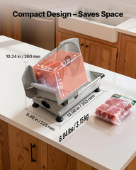 Meat Slicer, 6.7″ Electric Deli Slicer Machine with 2 SUS420 Blades, 0-0.6 Inch