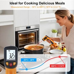 Digital Thermometer Temperature -58°F to 1112 °F(-50°C to 600°C) Handheld Non…