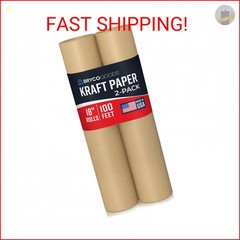 Bryco Goods (Pack of 2) Brown Kraft Packing Paper Rolls – 18″ x 100′ (1200”) – M